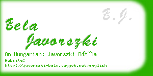 bela javorszki business card